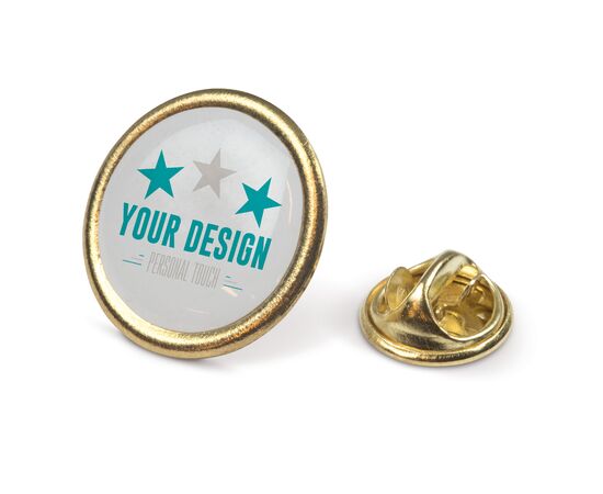 Badge metalen pin Ø20mm Goud satijn -  LT99735-N0092