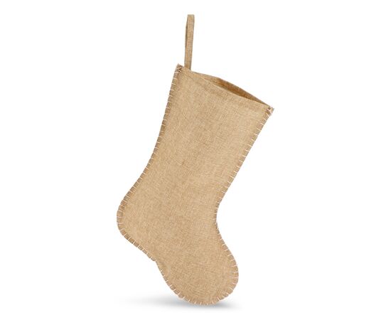 Jute-style Christmas stocking with decorative stitching 40 cm Nature -  LT90275-N0094