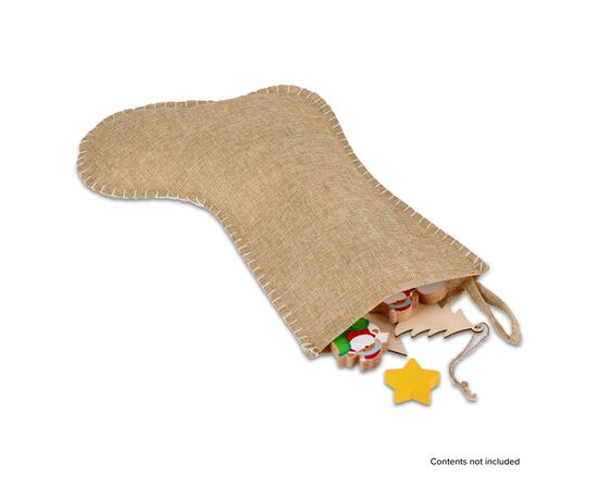 Jute-style Christmas stocking with decorative stitching 40 cm Nature -  LT90275-N0094
