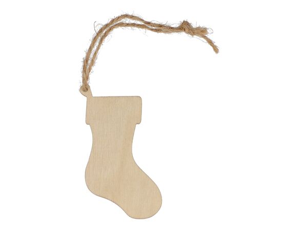 Strumpfförmiges Weihnachtsornament aus Holz Natur -  LT90282-N0094