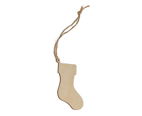 Strumpfförmiges Weihnachtsornament aus Holz Natur -  LT90282-N0094