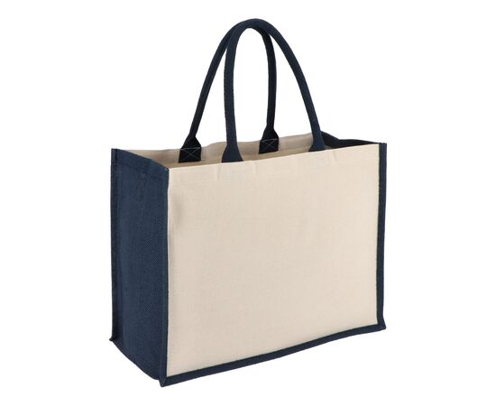 Jute-Katoen Tote OEKO-TEX® 42.5 x 19 x 32cm 320g/m² Donkerblauw -  LT95373-N0010