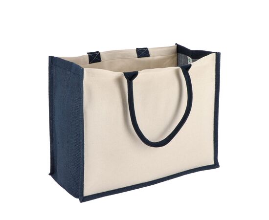 Jute-Katoen Tote OEKO-TEX® 42.5 x 19 x 32cm 320g/m² Donkerblauw -  LT95373-N0010