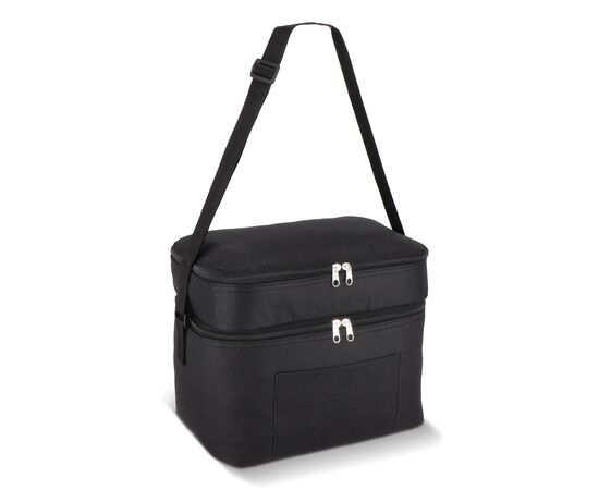 R-PET 600D Dual compartment cooler bag 30 x 20 x 25cm 12L Black -  LT95393-N0002