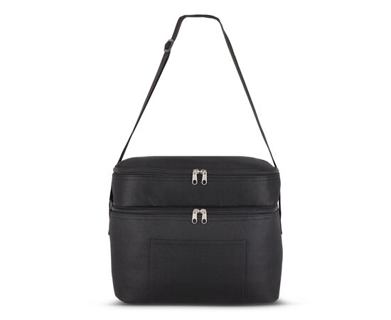 R-PET 600D Dual compartment cooler bag 30 x 20 x 25cm 12L Black -  LT95393-N0002