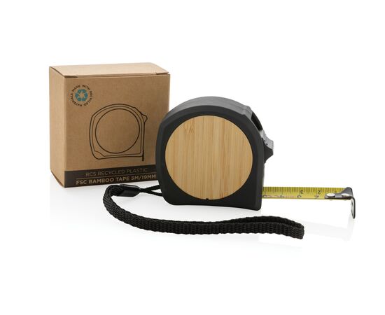 RCS recycled plastic bamboo tape 5M/19mm Black - XD Collection P112.191