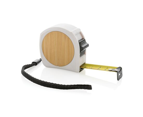 Mètre ruban 5M/19mm en plastique recyclé RCS et bambou Blanc - XD Collection P112.193