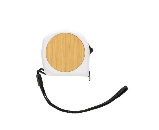 Mètre ruban 5M/19mm en plastique recyclé RCS et bambou Blanc - XD Collection P112.193