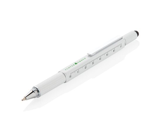 Stylo outil 5 en 1 en aluminium Blanc - XD Collection P221.553