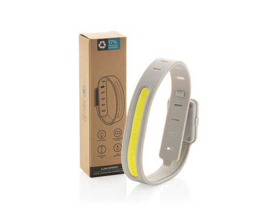 Lumi Sprint wiederaufladbares LED Lauflicht aus RCS rec. ABS Grau - XD Collection P239.4402