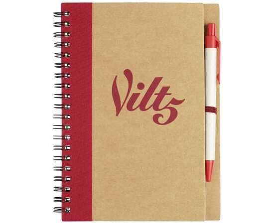 Priestly recycled notebook with pen Natural, Red - Unbranded 10626800