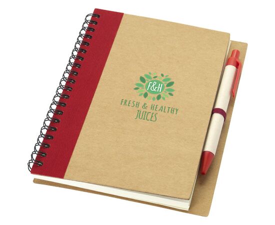 Priestly recycled notebook with pen Natural, Red - Unbranded 10626800