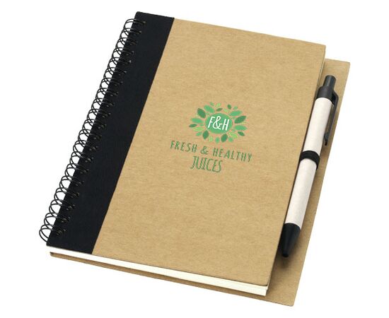 Priestly gerecycled notitieboek met pen Naturel, Zwart - Unbranded 10626801