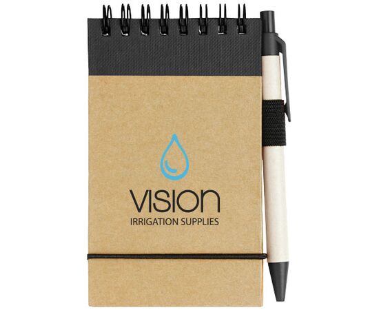 Bloc-notes recyclé format A7 avec stylo Zuse Natural, Solid black - Unbranded 10626901