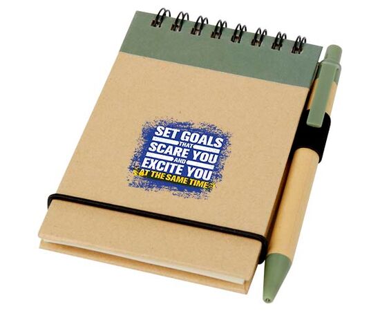 Zuse A7 recycled jotter notepad with pen Heather green, Natural - Unbranded 10626962