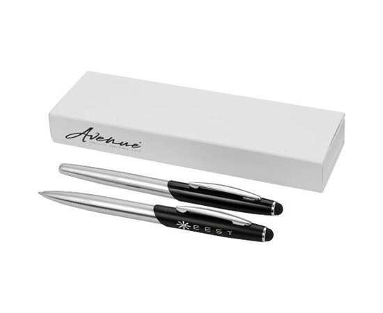 Geneva pennenset stylus balpen en rollerbalpen (blauwe inkt) Zilver, Zwart - Unbranded 10667000