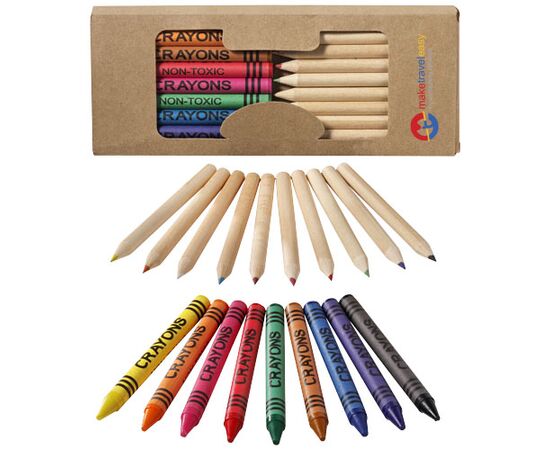Kit de crayons et crayons gras colorés 19 pièces Lucky Naturel - Unbranded 10678800
