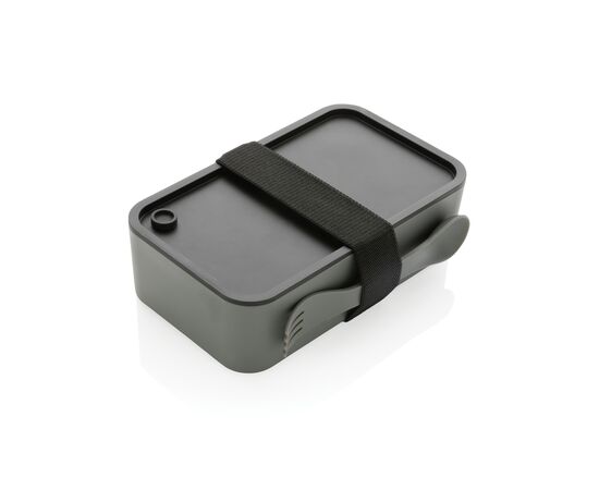 GRS recycled PP lunch box with spork Grey - XD Collection P269.052