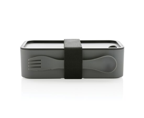 GRS recycled PP lunch box with spork Grey - XD Collection P269.052
