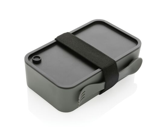 GRS recycled PP lunch box with spork Grey - XD Collection P269.052