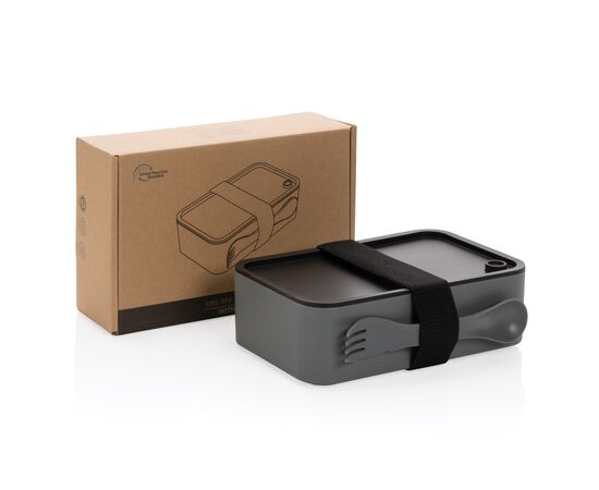 GRS recycled PP lunch box with spork Grey - XD Collection P269.052