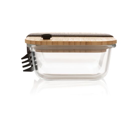 Boîte repas en verre avec couvercle en bambou Transparent - XD Collection P269.560