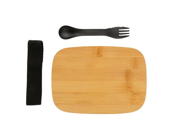 Boîte à Lunch en acier avec couvercle en bambou et cuichette Argent - XD Collection P269.622