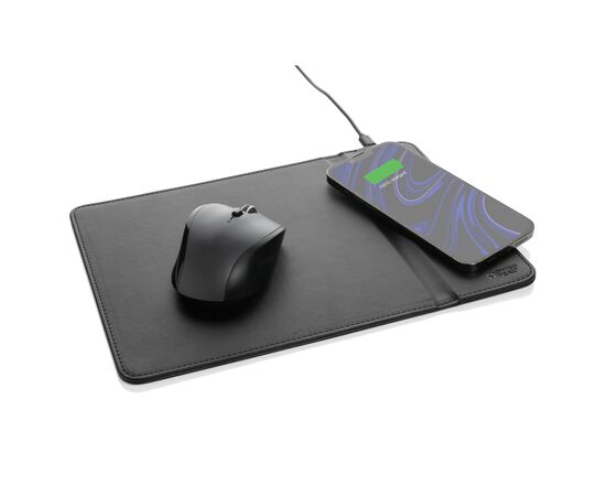 Tapis de souris en PU RCS avec chargeur 10W Swiss Peak Noir - Swiss Peak P300.241