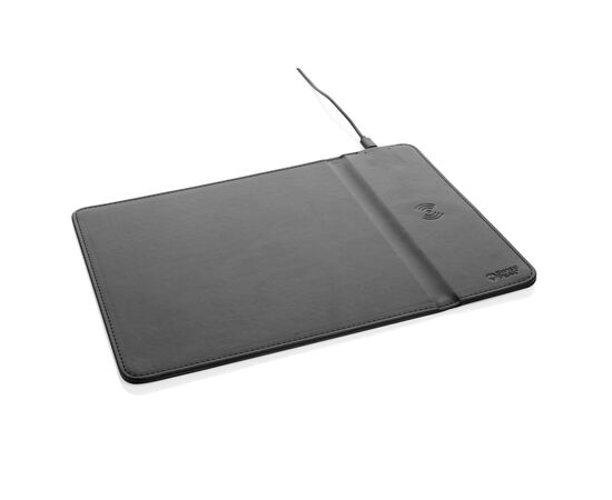 Tapis de souris en PU RCS avec chargeur 10W Swiss Peak Noir - Swiss Peak P300.241