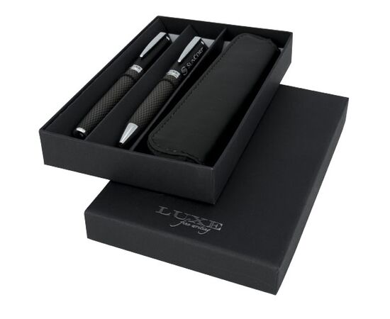 Carbon duo pen gift set with pouch (black ink) Black - Luxe 10711000