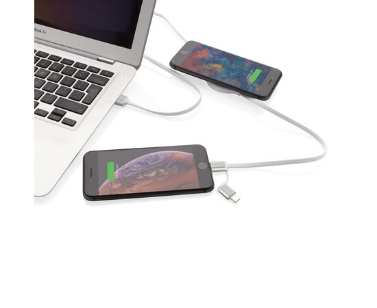 Câble 3 en 1 avec chargeur sans fil en Bambou 5W Blanc - XD Collection P302.253