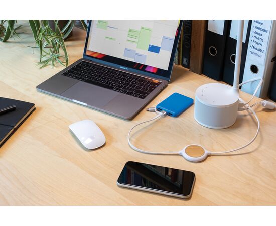 Câble 3 en 1 avec chargeur sans fil en Bambou 5W Blanc - XD Collection P302.253