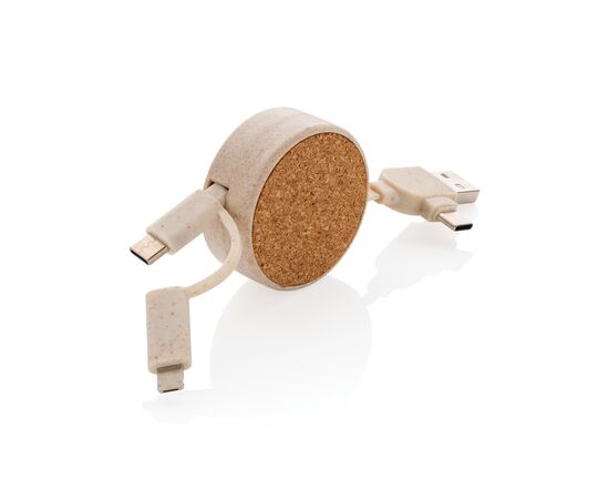 Cork and Wheat 6-in-1 retractable cable Khaki - XD Collection P302.369