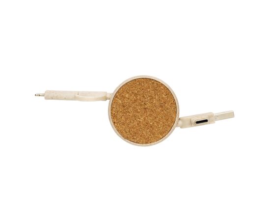 Cork and Wheat 6-in-1 retractable cable Khaki - XD Collection P302.369