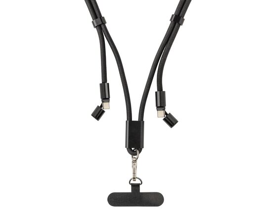 Cordon téléphone de 160cm avec câble 60W en rPET RCS LoopAmp Noir - XD Collection P302.5301
