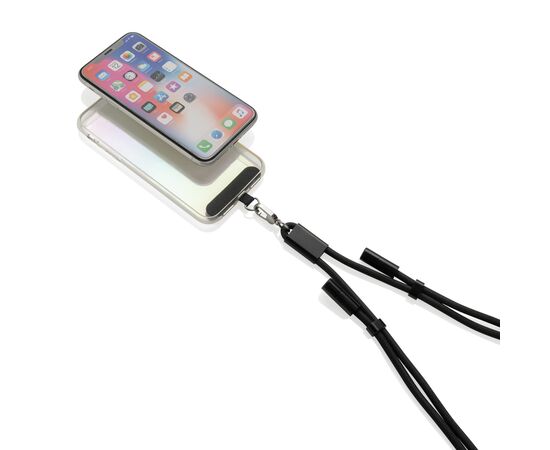 Cordon téléphone de 160cm avec câble 60W en rPET RCS LoopAmp Noir - XD Collection P302.5301