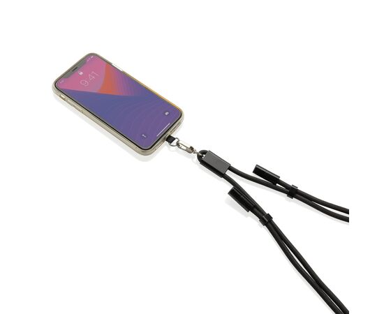 Cordon téléphone de 160cm avec câble 60W en rPET RCS LoopAmp Noir - XD Collection P302.5301