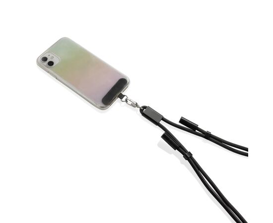 Cordon téléphone de 160cm avec câble 60W en rPET RCS LoopAmp Noir - XD Collection P302.5301