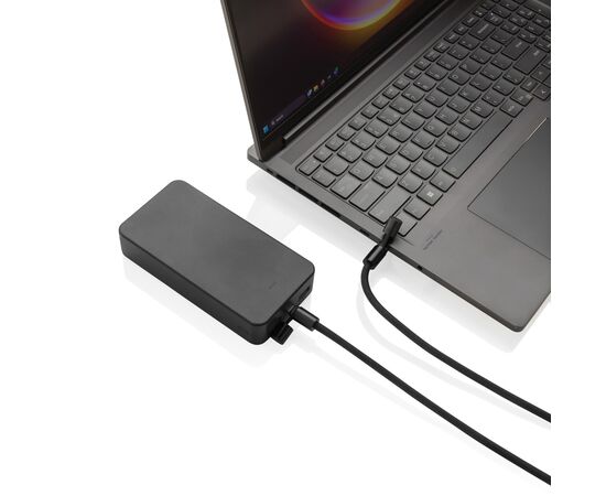 Cordon téléphone de 160cm avec câble 60W en rPET RCS LoopAmp Noir - XD Collection P302.5301