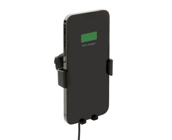 RCS recycled plastic 10W wireless charging car holder Black - XD Collection P302.561
