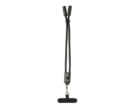 Bracelet téléphone avec câble 60W en rPET RCS LoopAmp Noir - XD Collection P302.5701