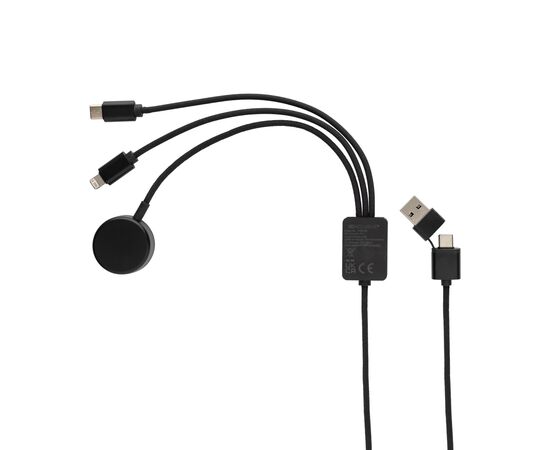 Terra RCS rPET 6-in-1-Ladekabel mit Uhrenladegerät Grau - XD Xclusive P302.5902