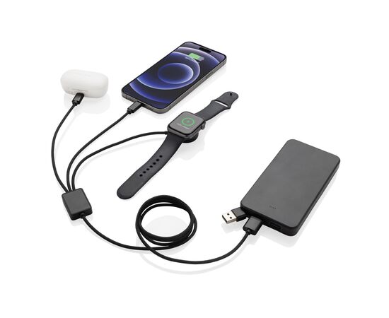 Terra RCS rPET 6-in-1-Ladekabel mit Uhrenladegerät Grau - XD Xclusive P302.5902
