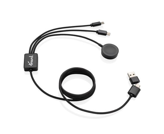 Terra RCS rPET 6-in-1-Ladekabel mit Uhrenladegerät Grau - XD Xclusive P302.5902