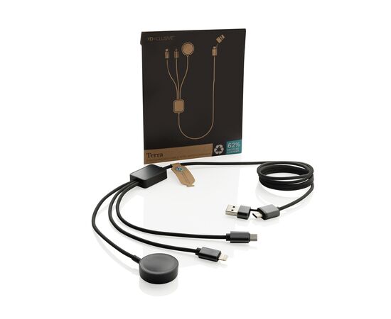 Terra RCS rPET 6-in-1-Ladekabel mit Uhrenladegerät Grau - XD Xclusive P302.5902