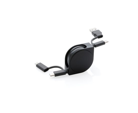 6-in-1 Kabel aus TPE und RCS Standard recyceltem Kunststoff Schwarz - XD Collection P302.661