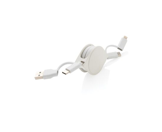 RCS standaard recycled plastic and TPE 6-in-1 kabel Wit - XD Collection P302.663