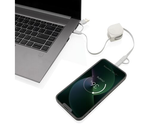 RCS standaard recycled plastic and TPE 6-in-1 kabel Wit - XD Collection P302.663