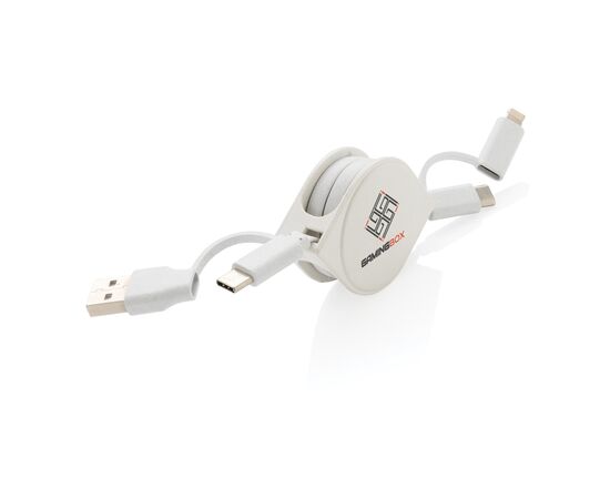 RCS standaard recycled plastic and TPE 6-in-1 kabel Wit - XD Collection P302.663