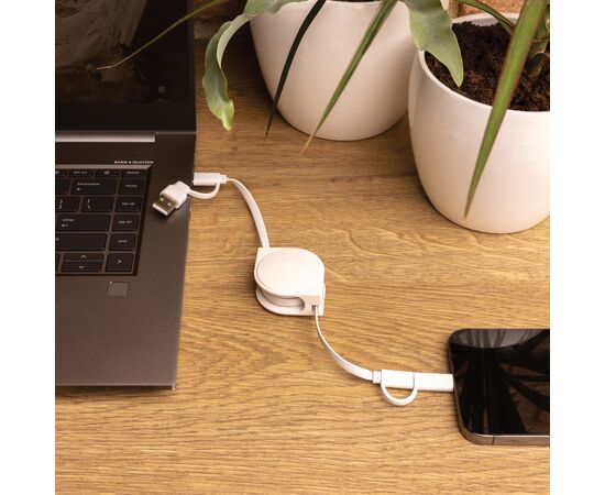 RCS standaard recycled plastic and TPE 6-in-1 kabel Wit - XD Collection P302.663